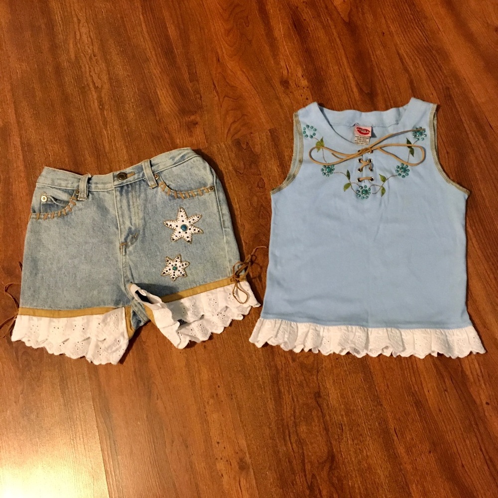 Lipstik 2pc Eyelet Embellished Jeans Short Set 6x